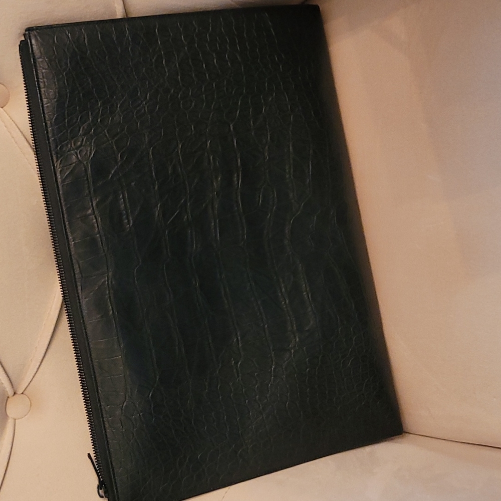 YSL Black on Black Leather Laptop Document case - Picture 3 of 8